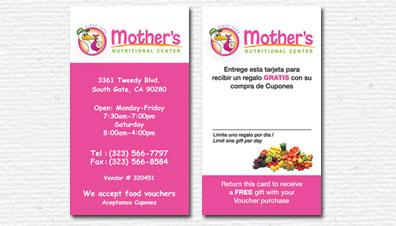Mother's Nutritional Center Business Card Design